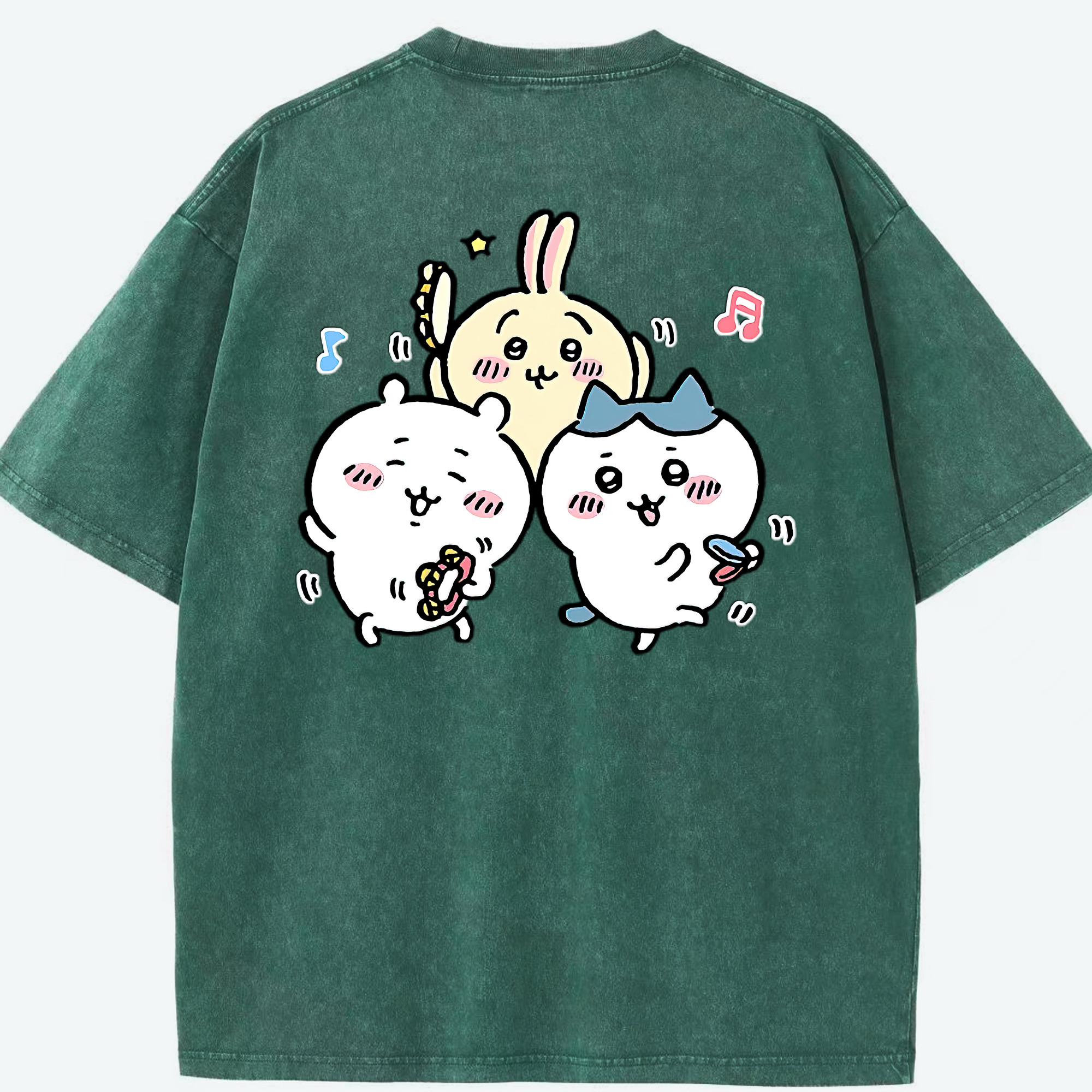（画像用） ちいかわ ハチワレ Chii-kawa hachiware 綿100% ヴィンテージ風 半袖Tシャツ（背面プリント）
